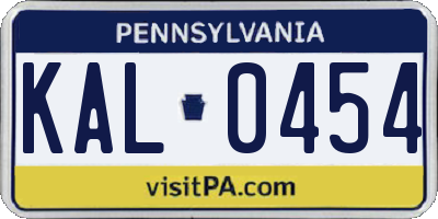 PA license plate KAL0454