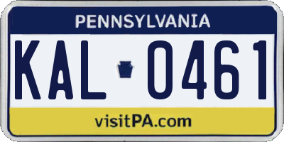 PA license plate KAL0461