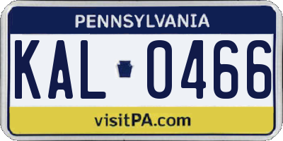 PA license plate KAL0466