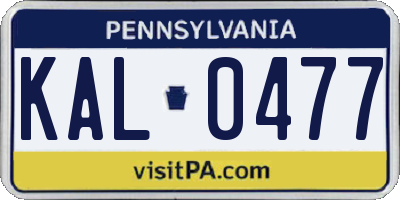 PA license plate KAL0477