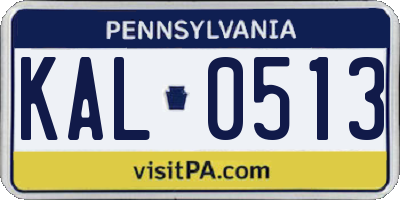 PA license plate KAL0513