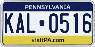 PA license plate KAL0516