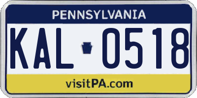 PA license plate KAL0518