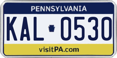 PA license plate KAL0530
