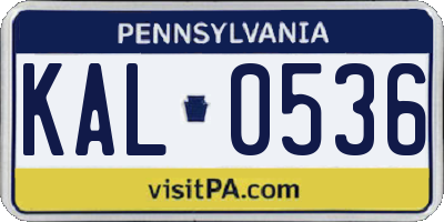 PA license plate KAL0536