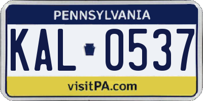 PA license plate KAL0537