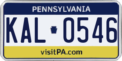 PA license plate KAL0546