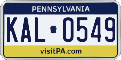 PA license plate KAL0549