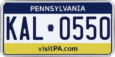 PA license plate KAL0550