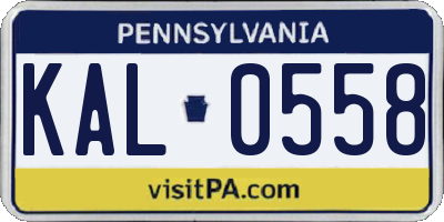 PA license plate KAL0558