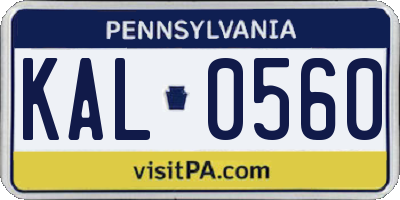 PA license plate KAL0560