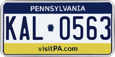 PA license plate KAL0563