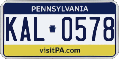 PA license plate KAL0578