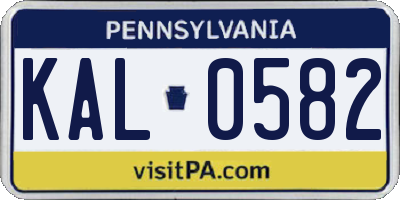 PA license plate KAL0582