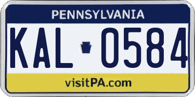 PA license plate KAL0584
