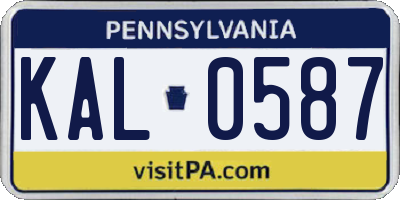 PA license plate KAL0587