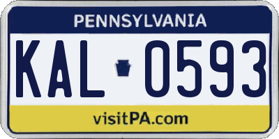 PA license plate KAL0593