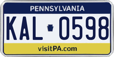 PA license plate KAL0598