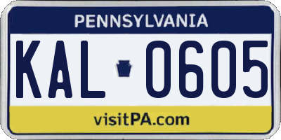 PA license plate KAL0605