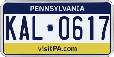 PA license plate KAL0617