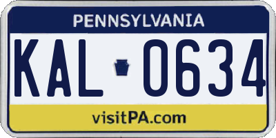 PA license plate KAL0634