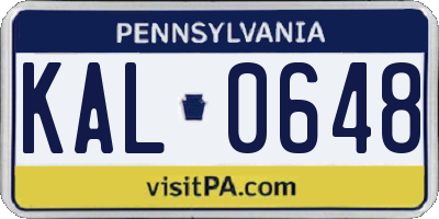 PA license plate KAL0648