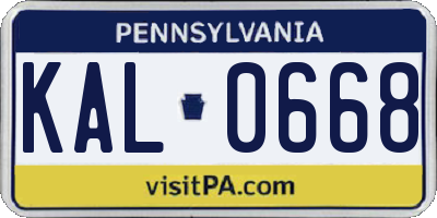 PA license plate KAL0668