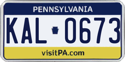 PA license plate KAL0673