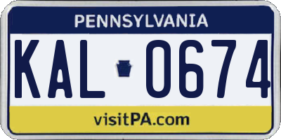PA license plate KAL0674