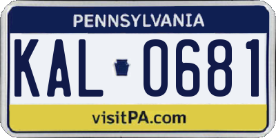 PA license plate KAL0681