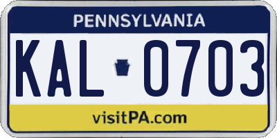 PA license plate KAL0703