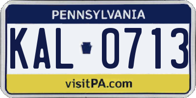 PA license plate KAL0713