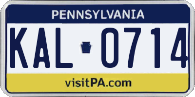 PA license plate KAL0714