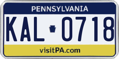 PA license plate KAL0718