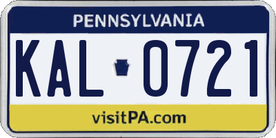 PA license plate KAL0721