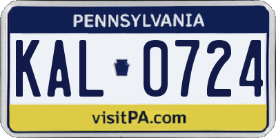 PA license plate KAL0724