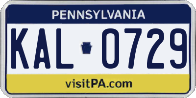 PA license plate KAL0729