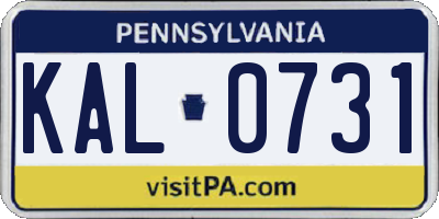 PA license plate KAL0731