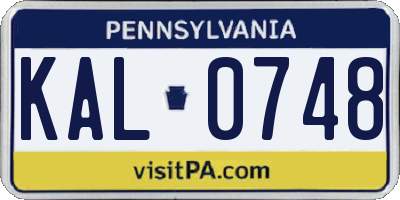 PA license plate KAL0748