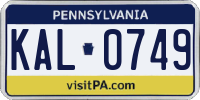 PA license plate KAL0749