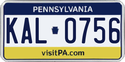 PA license plate KAL0756