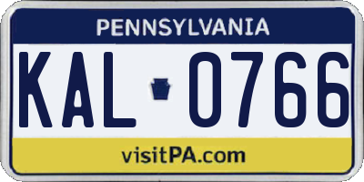 PA license plate KAL0766