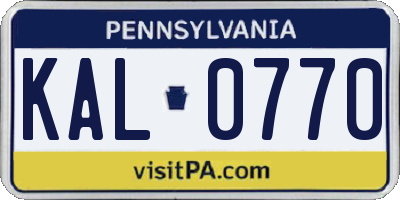 PA license plate KAL0770