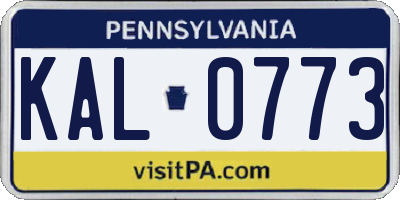 PA license plate KAL0773