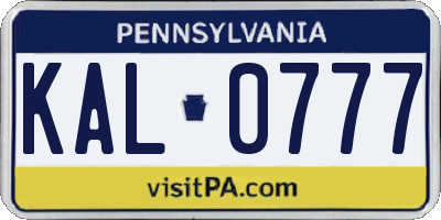 PA license plate KAL0777