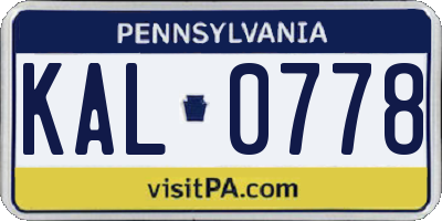 PA license plate KAL0778