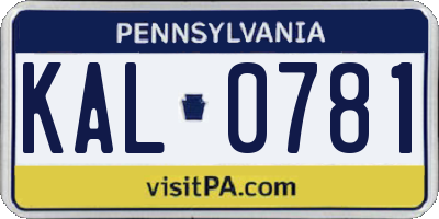 PA license plate KAL0781