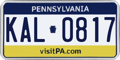 PA license plate KAL0817