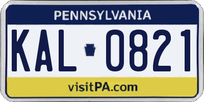 PA license plate KAL0821