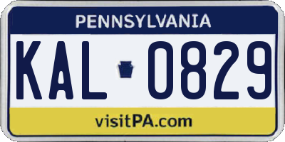 PA license plate KAL0829